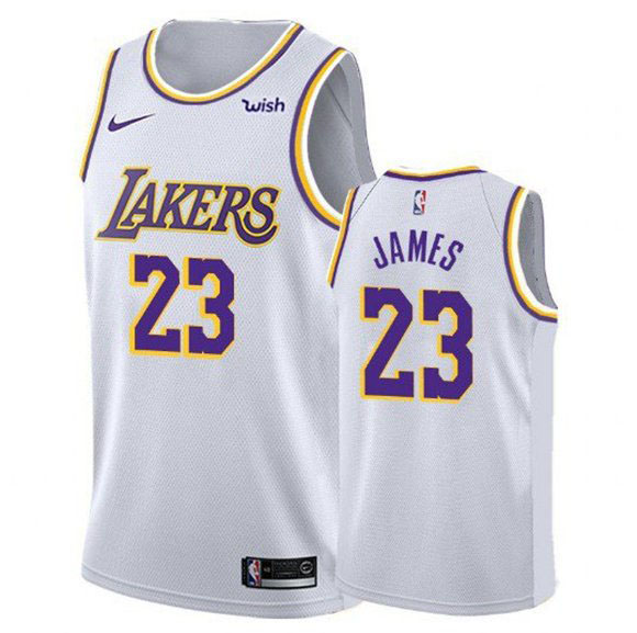 Men's Los Angeles Lakers #23 LeBron James White NBA Stitched Jersey Men's Los Angeles Lakers #23 LeBron James White NBA Stitched Jersey